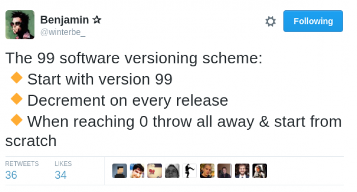 The 99 software versioning scheme