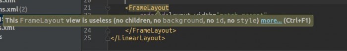 This FrameLayout just got roasted by Android Studio!