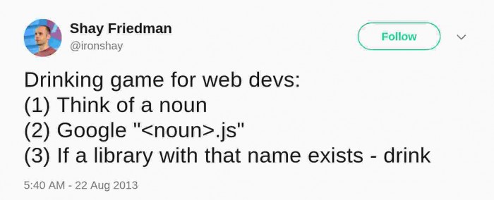 Drinking game for web devs