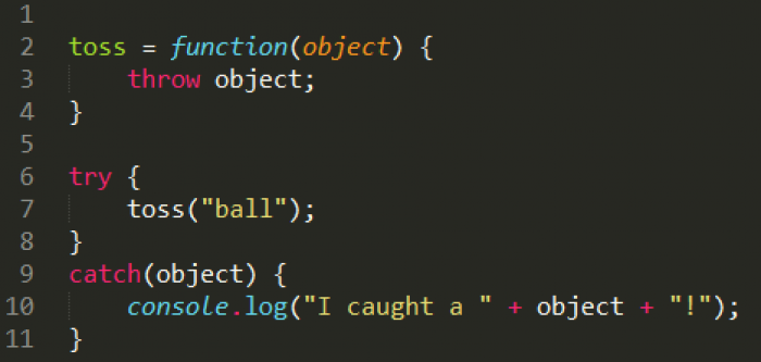 catch(object) { }