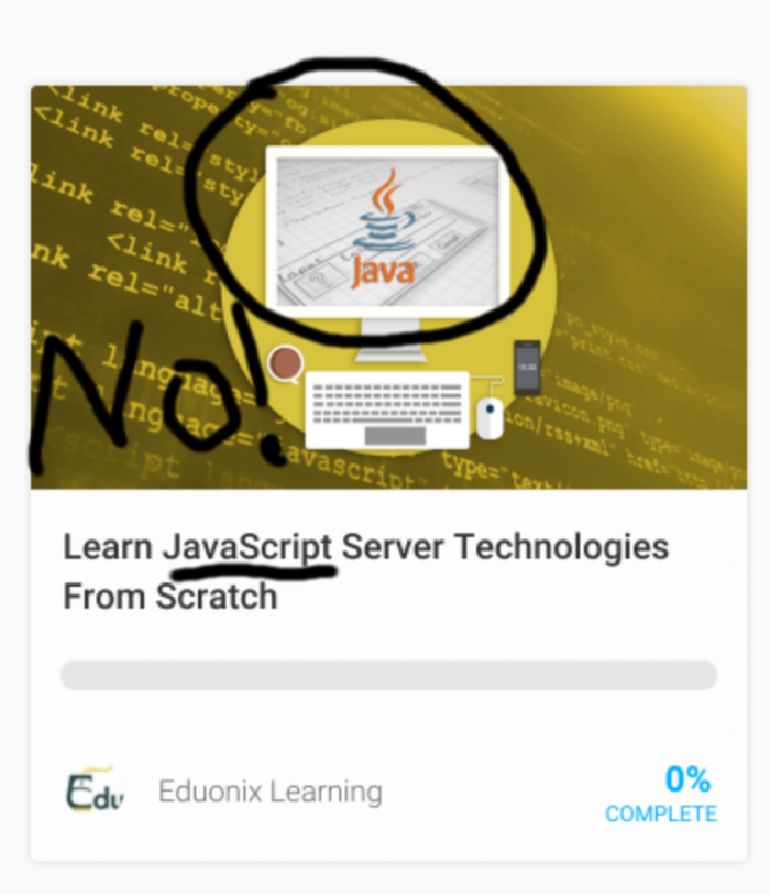 Oh StackSkills...Java != JavaScript 
