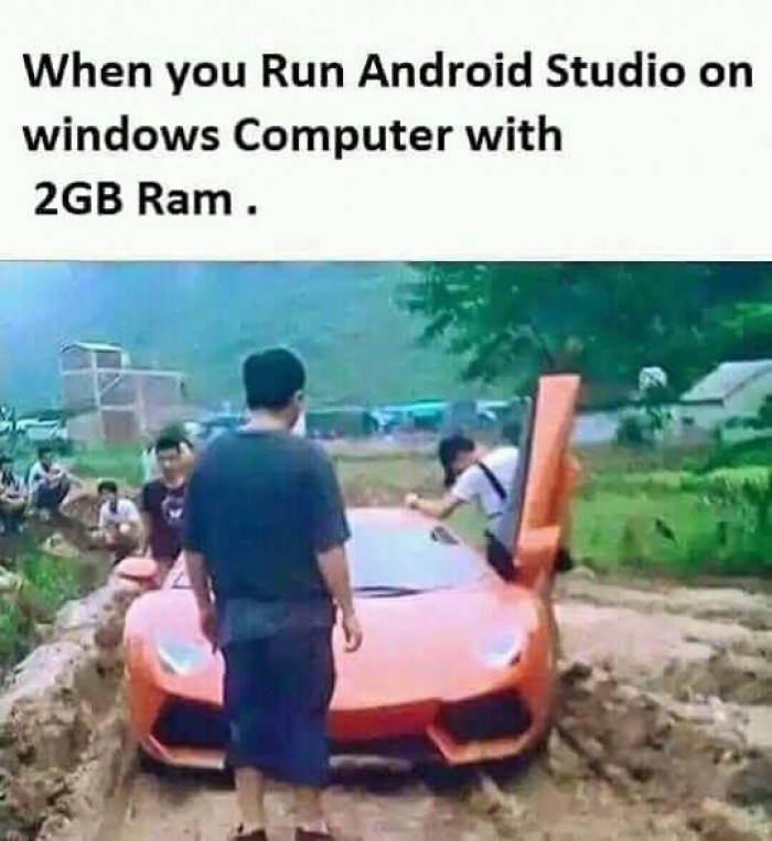 When you run Android Studio on a Windows computer with 2GB of ram