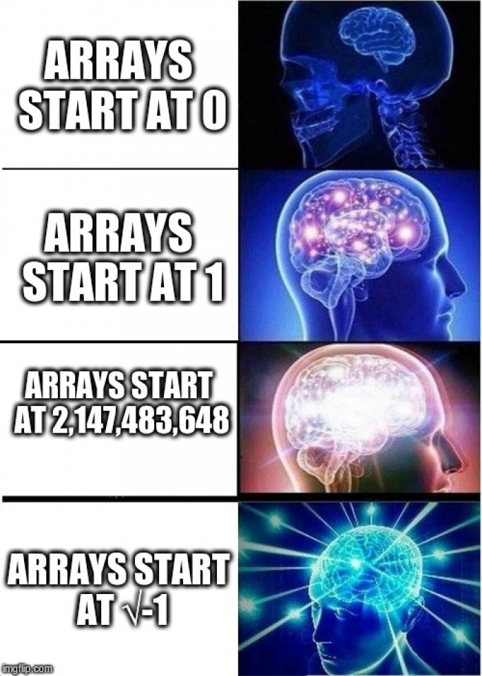 Arrays start at √-1