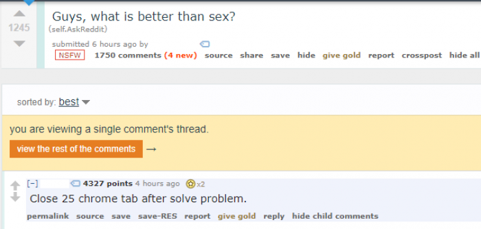 What is better than sex?