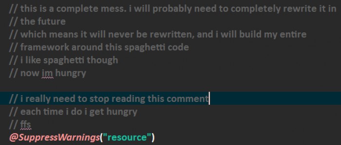 This comment represents a programmer's thought process