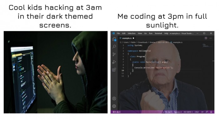 Dark theme vs sunlight