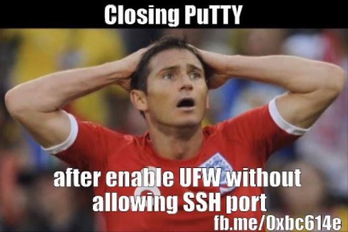 Closing PuTTY after enable UFW without allowing SSH port.