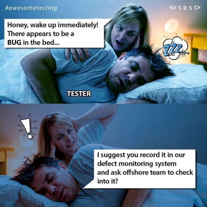 Tester vs. bug at night