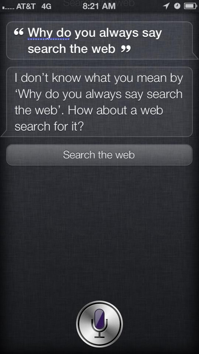 Siri always wants to search the web?