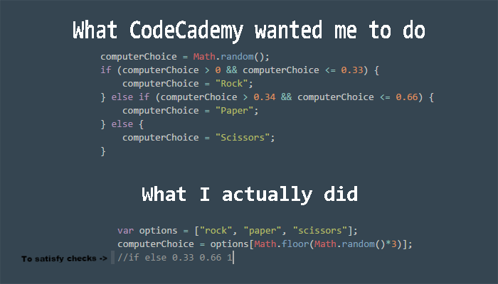 Never change CodeCademy, Never change.