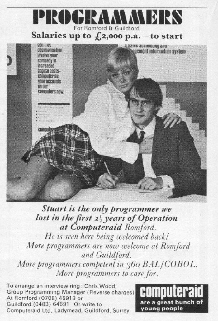Ad for programmer in 70's