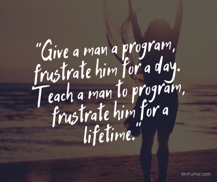 Give a man a program, frustrate him for a day