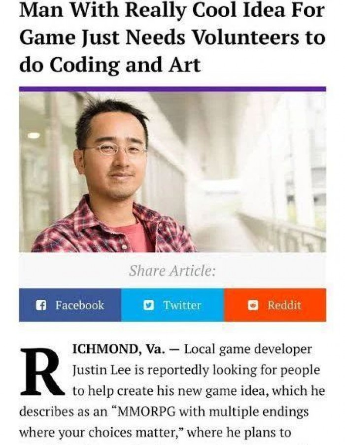 Will you volunteer to do coding and art for this man?