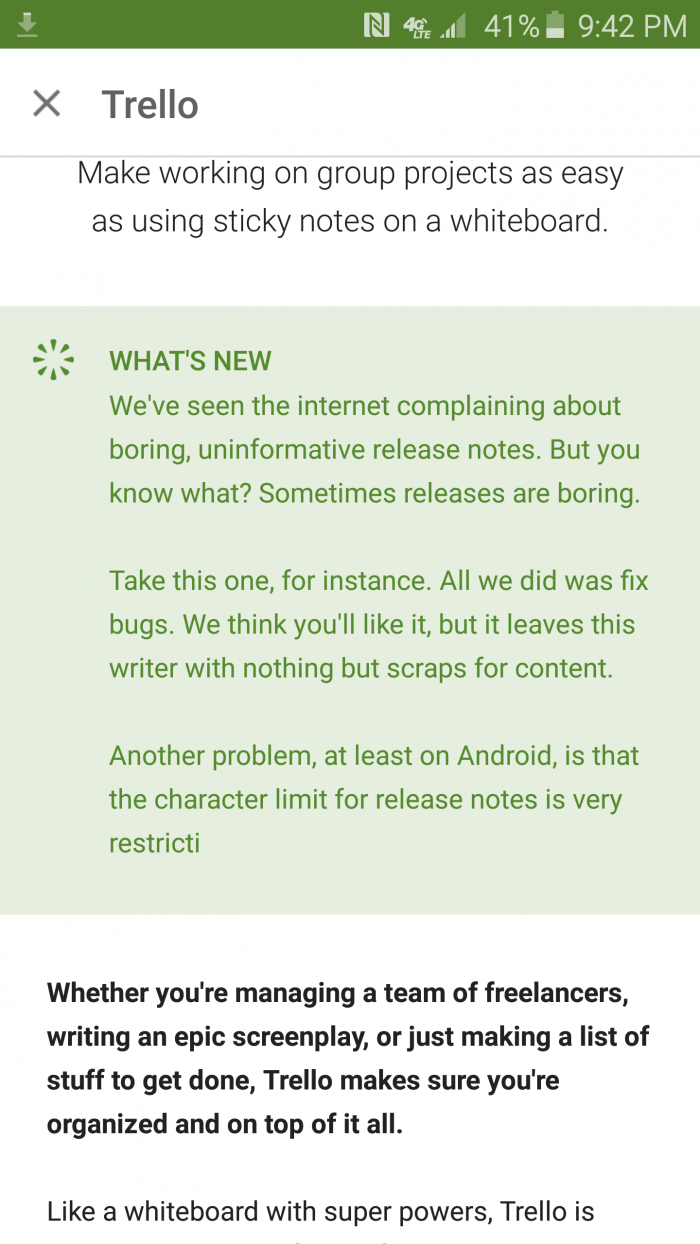 From trello's latest android update