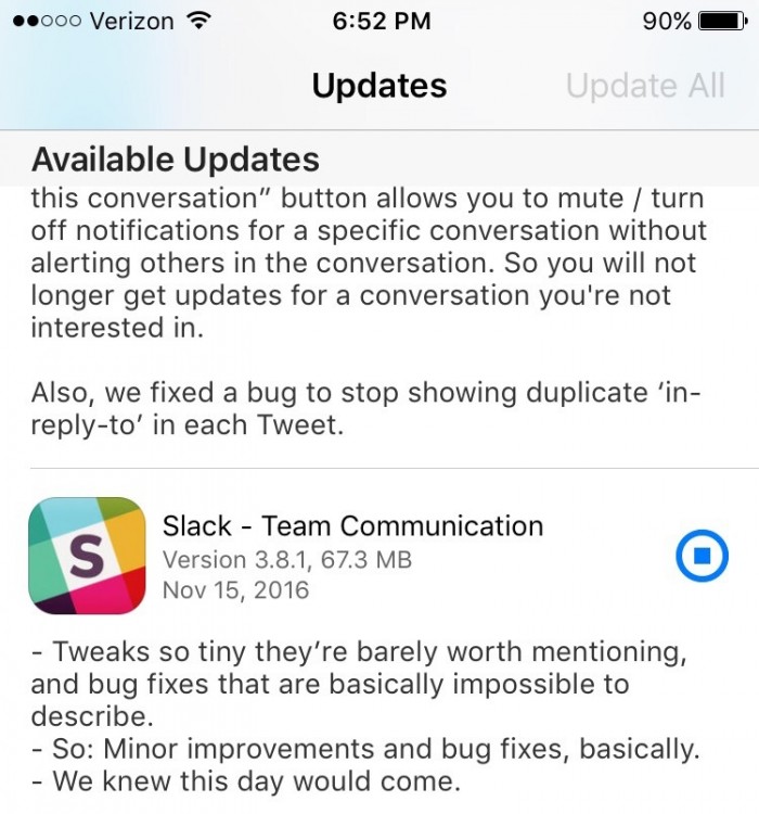 Slack lowering their commit message standards