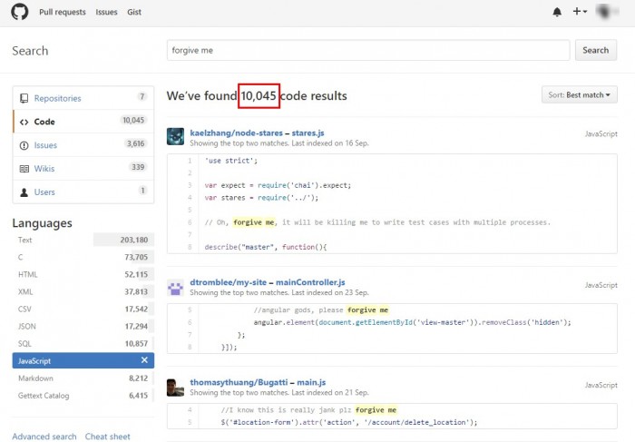 "Forgive me" is quite a common comment in GitHub projects.