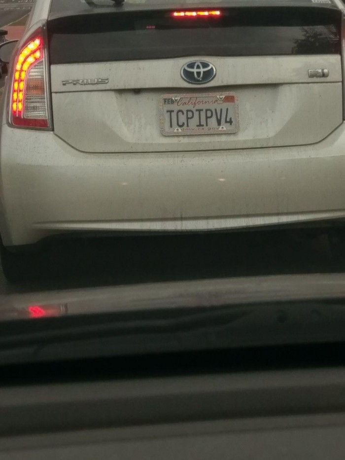 My dad saw this license plate while on his way to work.