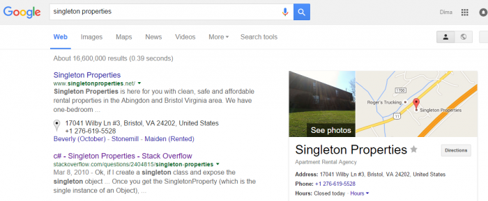 Singleton properties